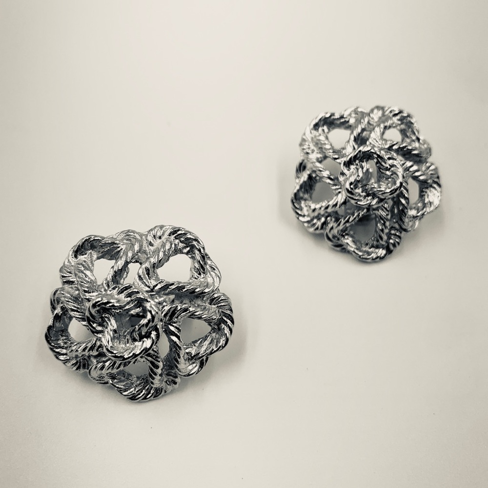 Rope twist motif vintage signed Monet earrings